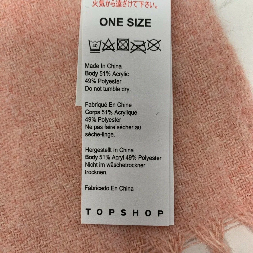 Topshop Pink Fringe Long Scarf‎ New